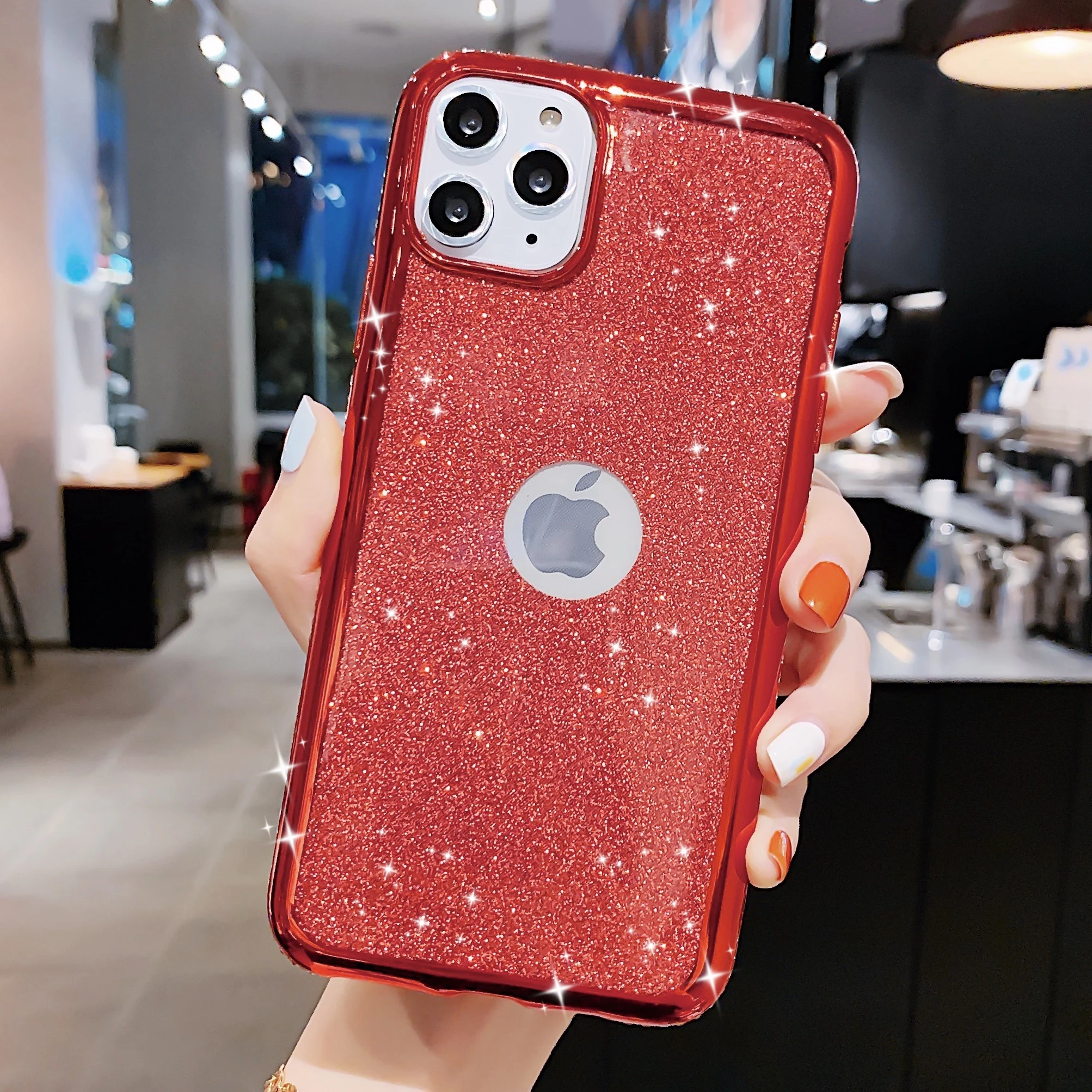 shining TPU soft Silica gel case For iPhone 11 11PRO MAX Glitter Non-slip protective X XR XS 6 6s 7 8 plus |