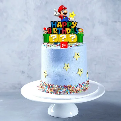 День рождения с днем торт фигурки жениха и невесты Цветное милое Boss Марио для