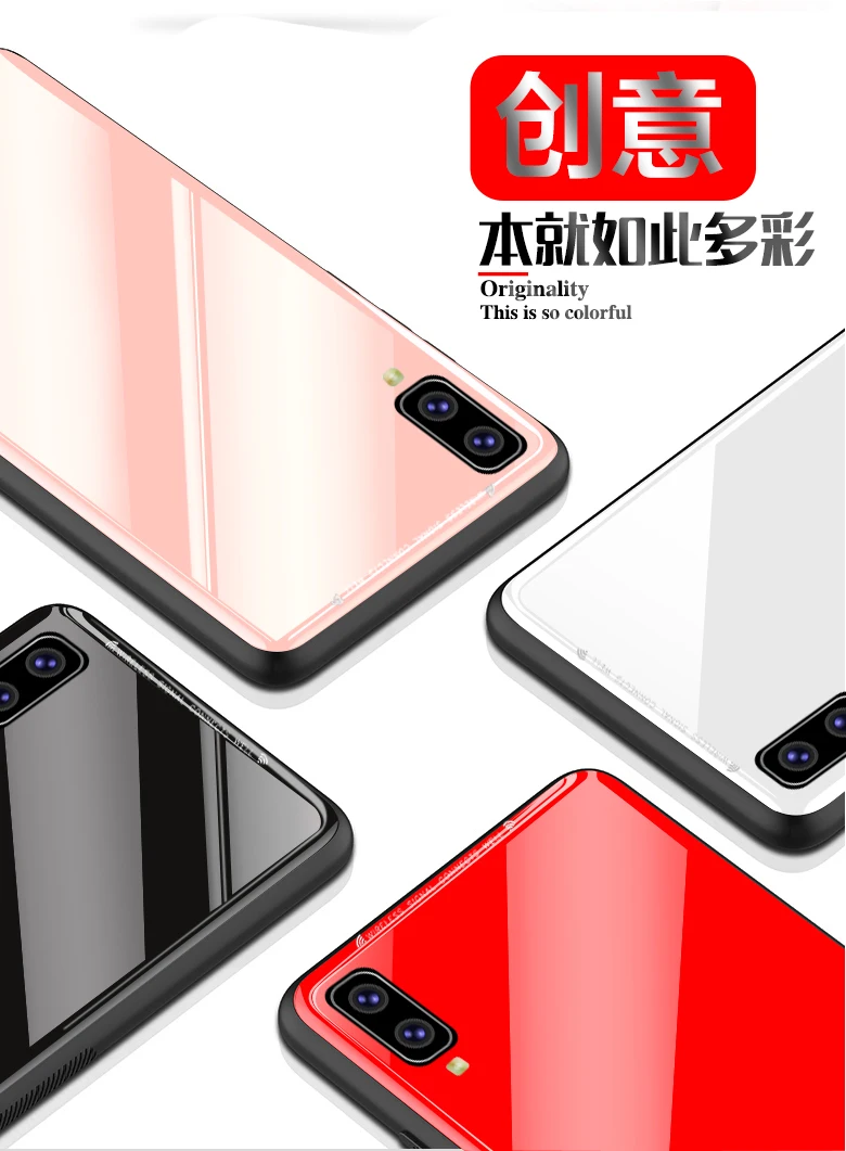 100 шт однотонный стеклянный чехол для телефона samsung Note 8/Note 9/Note 10 Plus/S8/S9 Plus/S10 5G/S10E/A750/A9 /A8S/A9S стеклянный чехол