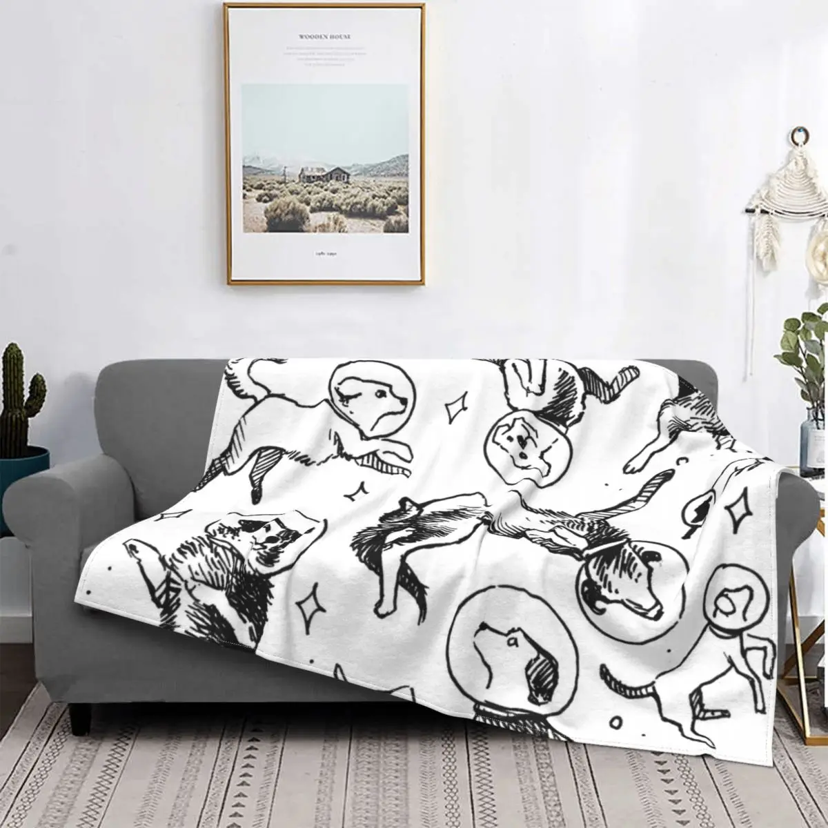 

Space Dogs Blanket Pet Puppy Animal Plush Thick Soft Flannel Fleece Throw Blanket For Bedding Bedspread Velvet Bedroom Art