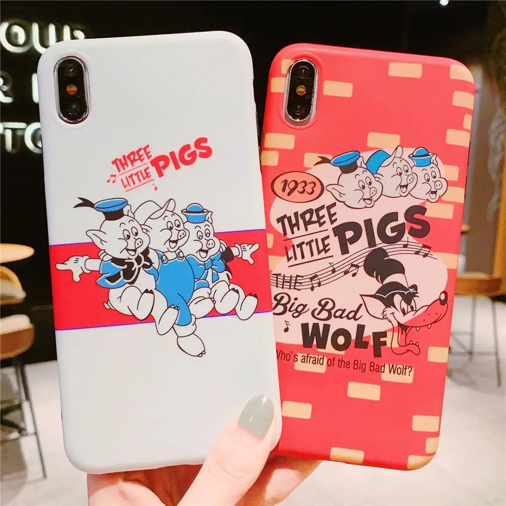 

The New Cartoon cute Scrub Anti-fall Three pigs For iphone 6 6S 7 7plus 8 8Plus iphone X XR MAX Case Cover Phone Case