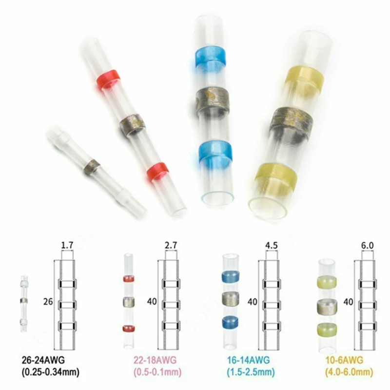 150pcs/set Waterproof Solder Heat Shrink Sleeve Wire Butt Terminals Soldering Connectors Electrical Wire Soldered Terminals