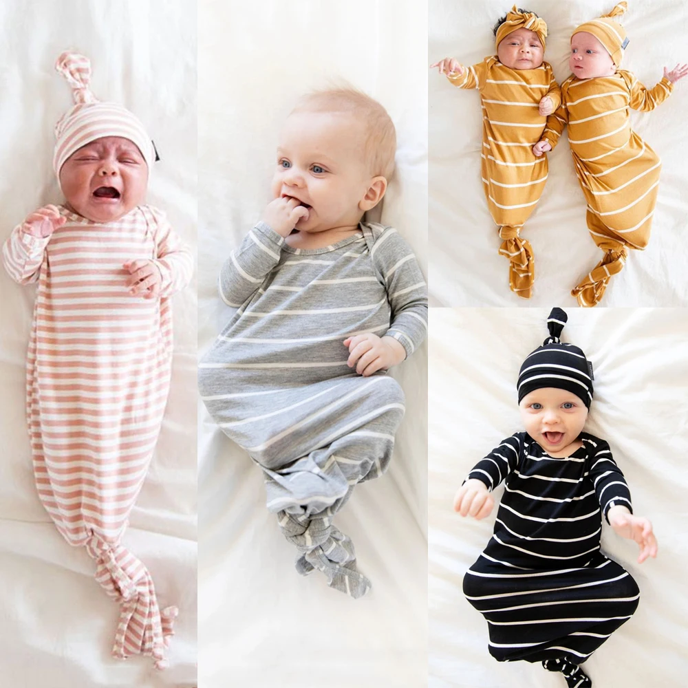 Милые детские спальные мешки для новорожденных, пеленальный конверт-кокон, хлопок, детское одеяло, полосатая Пеленка, спальный мешок