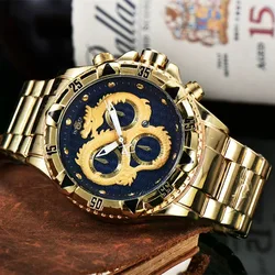 INVICTA Reloj de pulsera clásico con diseño de dragón para hombre y mujer, cronógrafo de cuarzo con esfera grande, informal, combina con todo, para negocios
