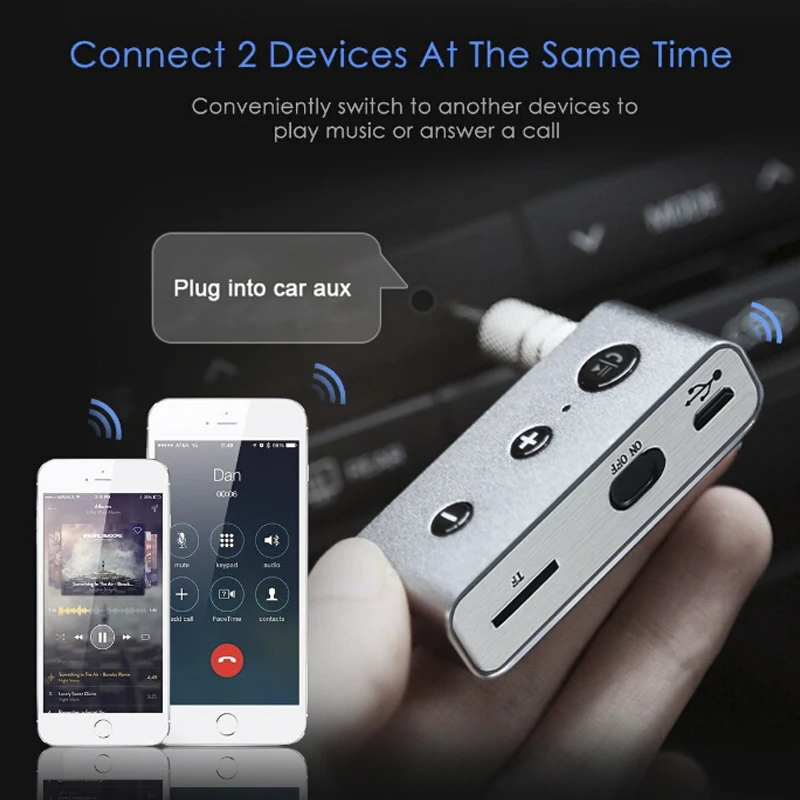 Беспроводной Автомобильный Bluetooth 4,2 комплект громкой связи 3,5 мм разъем AUX аудио приемник адаптер