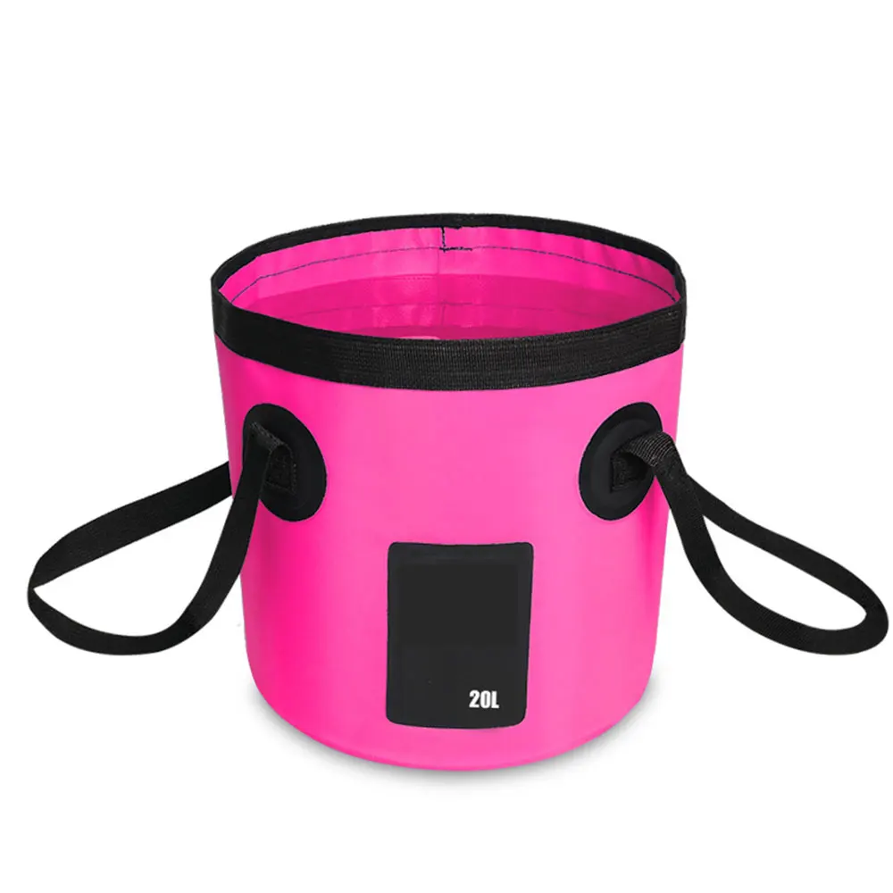 Pink Practical 5 Color Waterproof Fabric Wash Basin Camping Folding Bucket Fishing Bucket Outdoor Collapsible Sink - Цвет: Pink