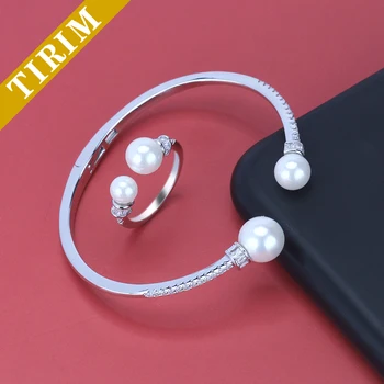 

Dubai Saudi Arabia big pearl opening ring female personality atmospheric ring temperament bracelet fashion bracelet rings sets