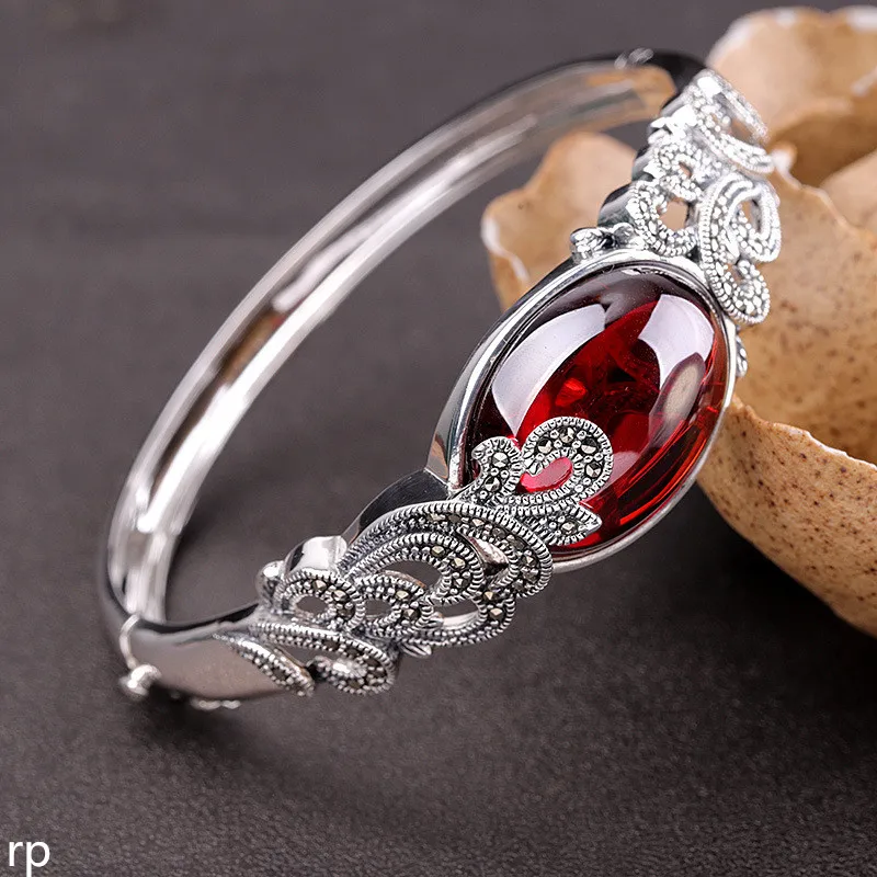 

KJJEAXCMY Fine Jewelry S925 sterling silver live mouth pomegranate red bracelet girls clothing accessories jewelry hand ornament