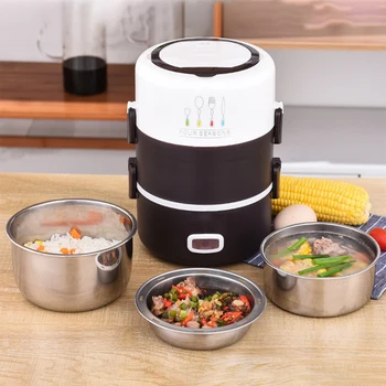 

Leak-proof Electric Rice Cooker Stainless Steel Steamer Portable Meal Thermal Heating Lunch Box Food Storage Container Warmer