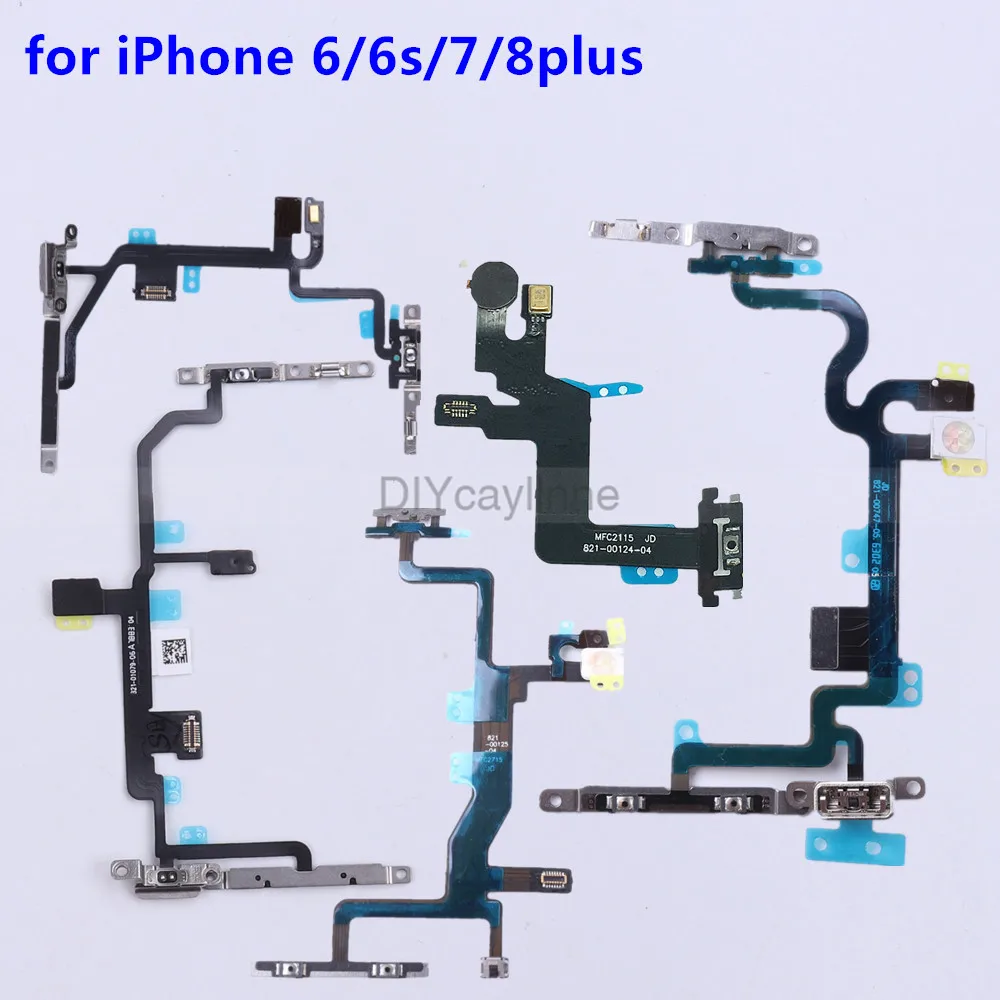 

for iPhone 6 plus 6S 7 8 Plus Power Button Switch Flash Light Flex Cable Pre-installed Metal Bracket Replacement