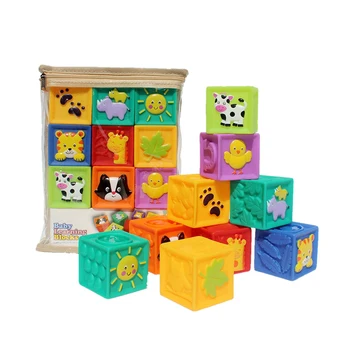 

Children Educational Toys Soft Rubber PVC Building Blocks Toy Baby Hand Grasp Toys Massage Squeeze Bath Toy Kids Gifts