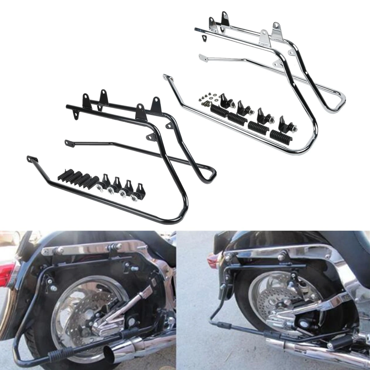 Harley Davidson Softail Fatboy Chrome Saddlebag pannier support brackets bars