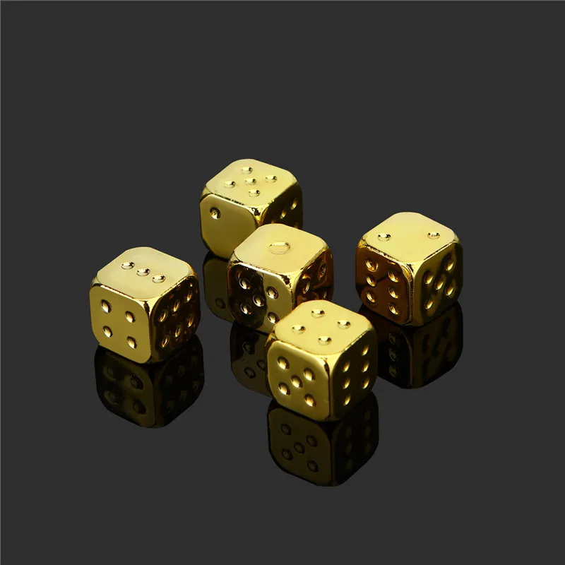 13mm Toy Gift Playing Games Gold//Silver Color Entertainment Desktop Game KTV Metal Dice 6 Sided Dice Square Point Dice Game Toys