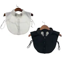 Женская Ручная работа Бисероплетение ювелирные изделия шифон Поддельные Воротник Кристалл Цветочные Половина Рубашки