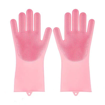 

Silicone environmental protection practical dishwashing gloves bathroom kitchen cleaning gloves household gloves silicone magic