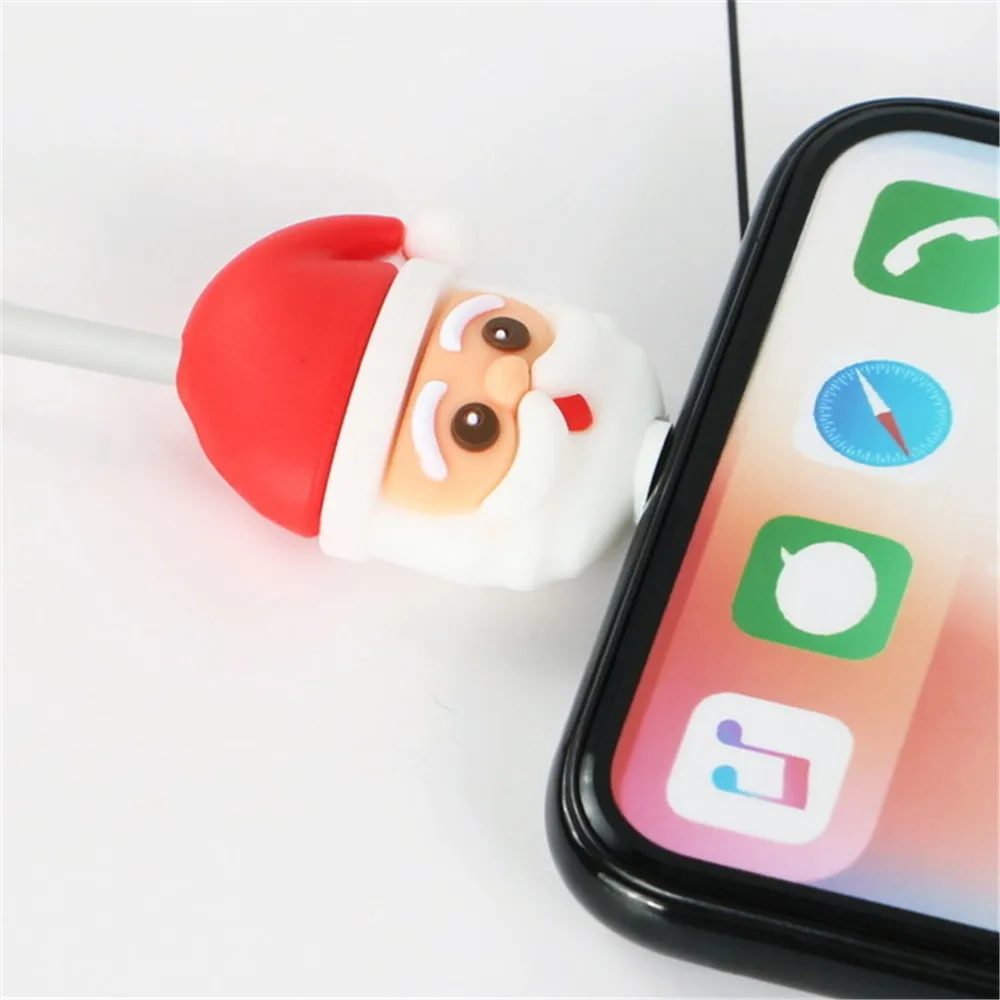 Защитный чехол для зарядного кабеля Mini Cartoon Merry Christmas Data line протектор USB кабель для передачи данных зарядный кабель защитный рукав - Цвет: A