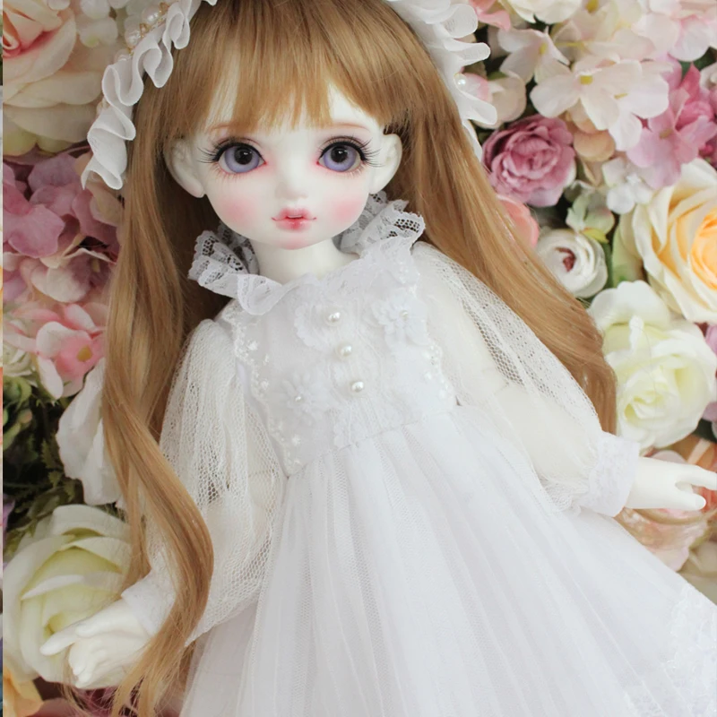 Одежда для кукол 1/6 1/4, белое платье принцессы, костюм для 1/6, YOSD 1/4, BJD, аксессуары для куклы MSD, юбка+ украшение для волос+ носки