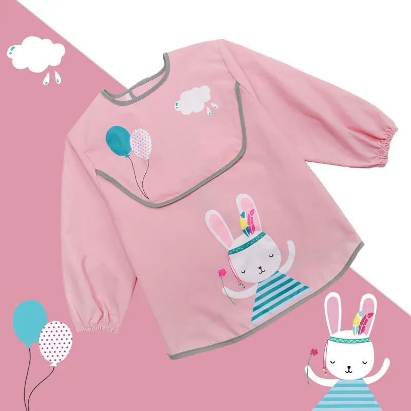 Pink cat Зимний Детский водонепроницаемый фартук с длинными рукавами для приготовления пищи, школьный халат, обучающий фартук, игрушки, подарок на день рождения - Цвет: Pink cat