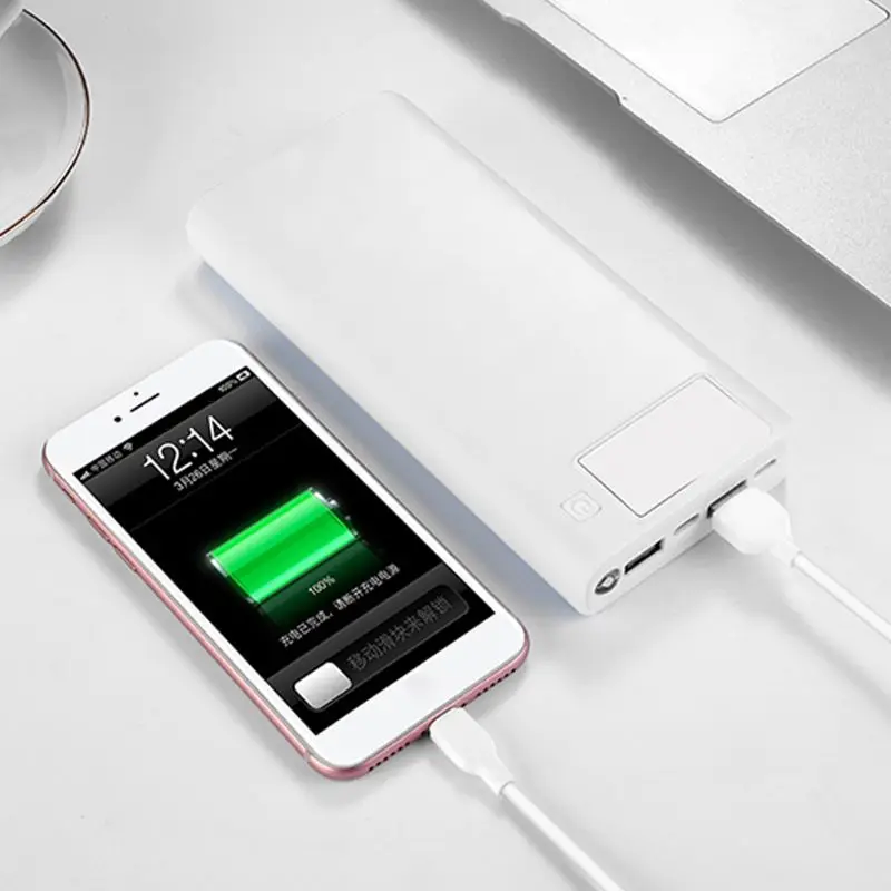 QC 3 0 Dual USB + Type C PD 8x18650 батарея DIY Power Bank Box LED Light быстрое зарядное устройство для iPhone