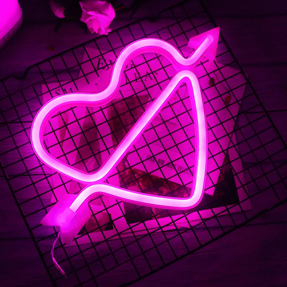 Leadleds creativo letrero de neón con luz LED corazón de amor decoración para fiesta de boda lámpara de neón