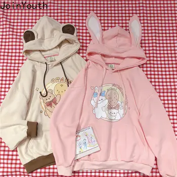 Joinyouth Anime Hoodies Women Cartoon Hooded Pink Tops 2021 Fashion Woman Sweatshirt Fall Clothes Loose Japanese Cute Hoodie 1