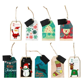 

9 Pcs Christmas Wooden Pendants Santa Claus Snowman Hanging Decors Elk Ornaments
