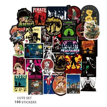 

100Pcs Anime ONE PIECE Waterproof PVC Stickers Skateboard Suitcase Motorcycle Guitar Children Graffiti Sticker Kid Classic Toy