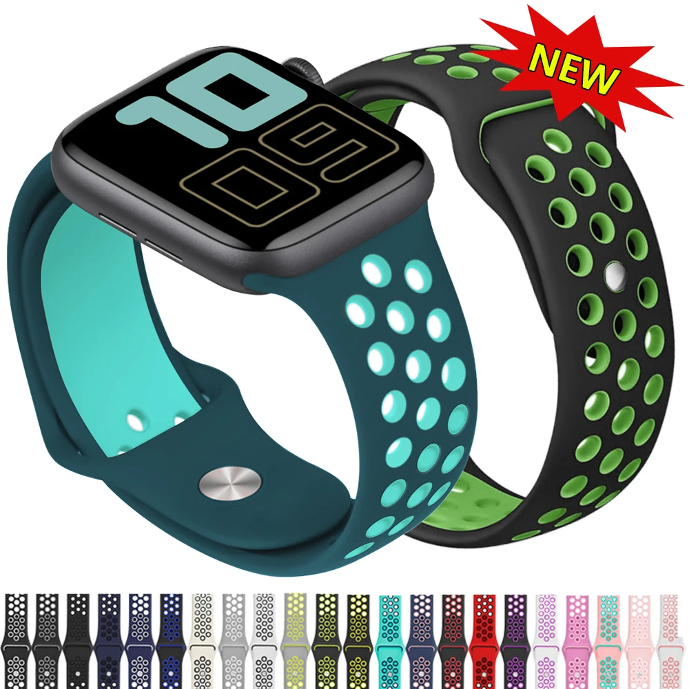 

Silicone strap for Apple watch band 44 mm/40mm iWatch band 42mm/38mm Breathable Sport bracelet watchband For Apple watch 5 4 3 2