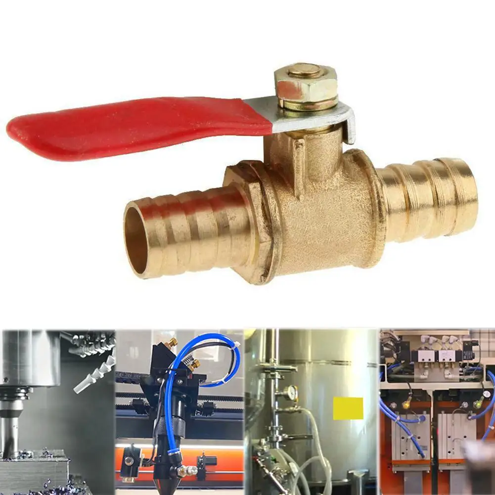 10mm Hose Barb Red Handle Pagoda Brass Water Oil Air Gas Fuel Line Shutoff Ball Valve Pipe Fittings