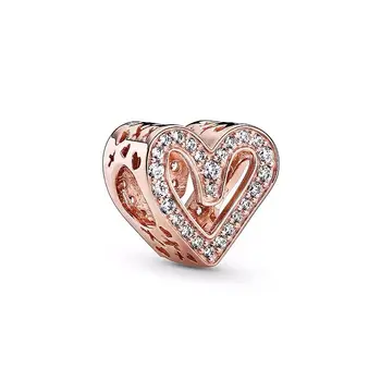 

Real 925 Sterling Silver Bead Rose Gold Bright Hand-painted Love String Fit Original Pandora Bracelet For Women Diy Jewelry