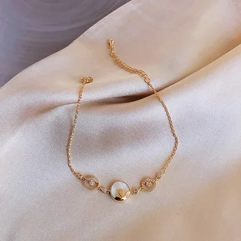 

Zeojrlly 2020 New Arrival Bracelets Women Classic Metal Bezel Setting Round Link Chain Female Elegant Fashion Jewelry