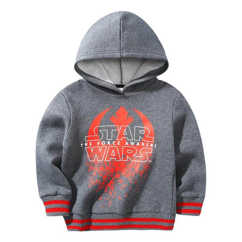 Grey THREEGUN X Star Wars; плотные толстовки для маленьких девочек и мальчиков; худи для подростков; хлопковые Бархатные Топы; детская одежда с длинными рукавами - Цвет: Grey