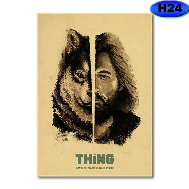 Retro Kraft Paper Movie Posters Classic Horror Movie The Thing Poster Home Decor Living Room Bar Cafe Art Painting Wall Sticker H24