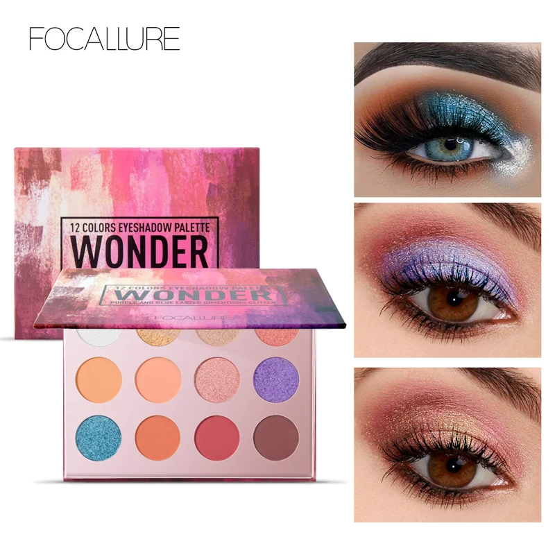 

FOCALLURE Glitter Eyeshadow 12 Colors Matte Shimmer Glitter Eye Shadow Palette Maquiagem Profissional Completa Make Up