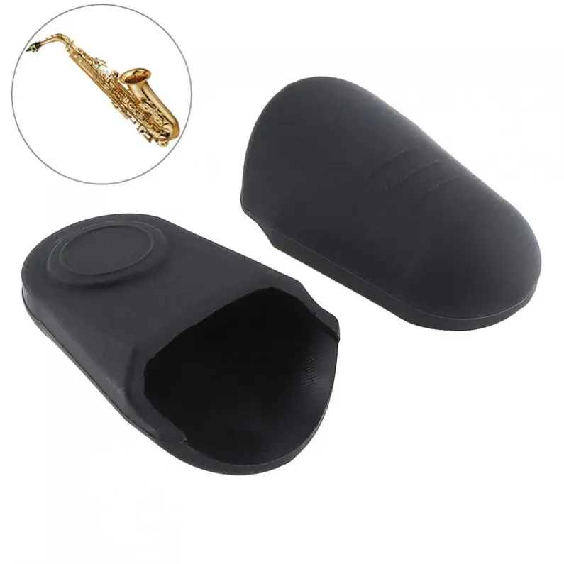 

2pcs 3.7 x 2.3 x 1.3cm Black Rubber Soprano Saxophone Metal Mouthpiece Protective Cap Head