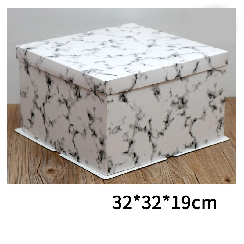 5pcs Marble Square Box Packaging Birthday Cake Baking Box Birthday Party Favor Decoration Cakes Dessert Boxes - Цвет: single layer 10inch