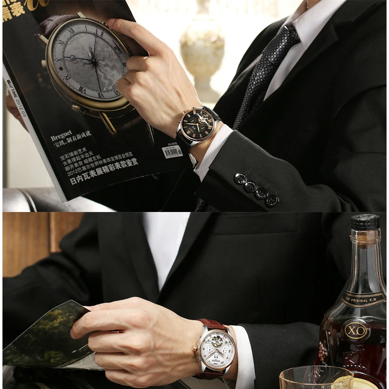 KINYUED esqueleto automatico reloj hombres sol Luna fase непроницаемый hombres Tourbillon relojes mecarnicos marca превосходный relojes