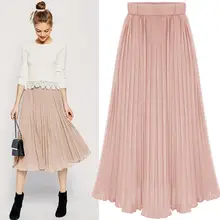 HiMISS Женская трапециевидная плиссированная шифоновая юбка средней длины для летней одежды