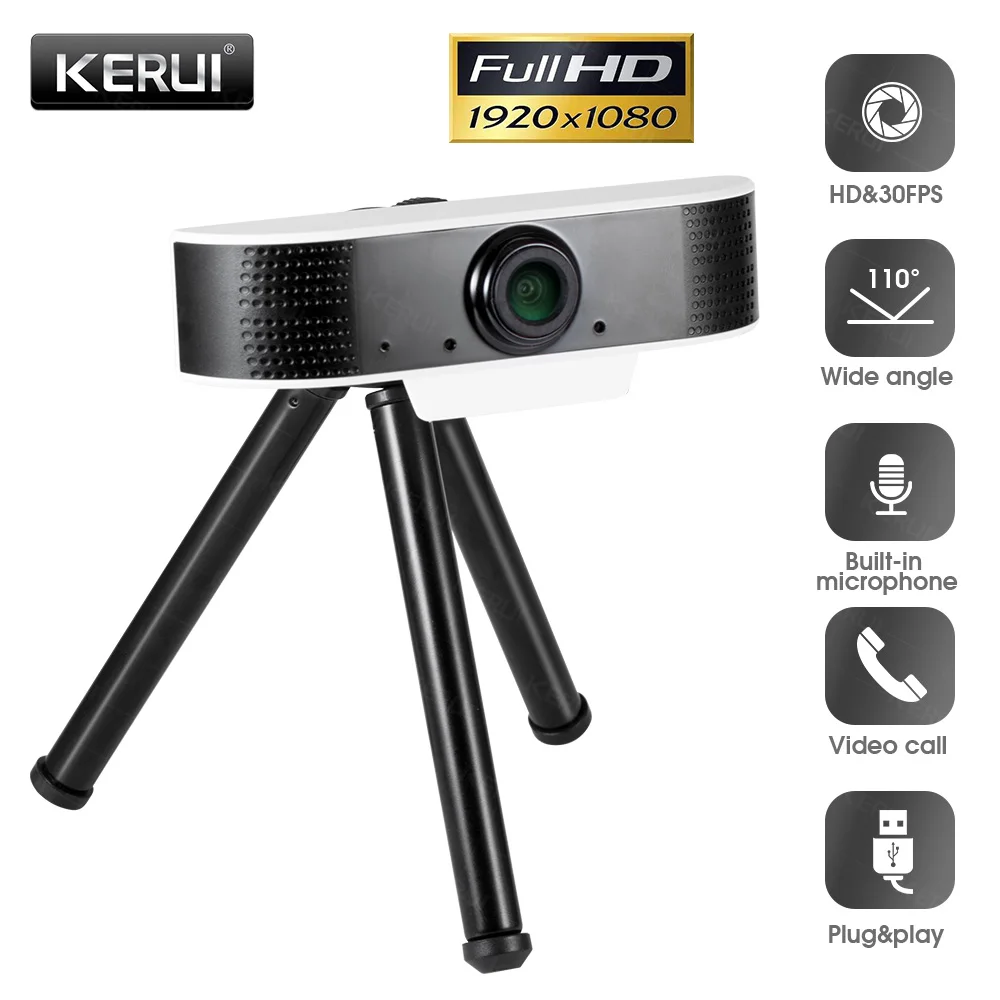 KERUI 2MP 1080P мини встроенный микрофон веб камера Full HD USB для ПК компьютера ноутбука LIVE