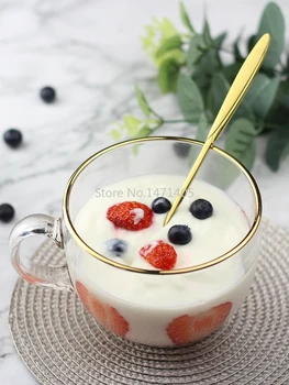 

Japanese Style Phnom Penh Large Capacity Breakfast Cup Glass Cereal Cup Yogurt Cup Household Milk Cup Coffee Cup with Handle