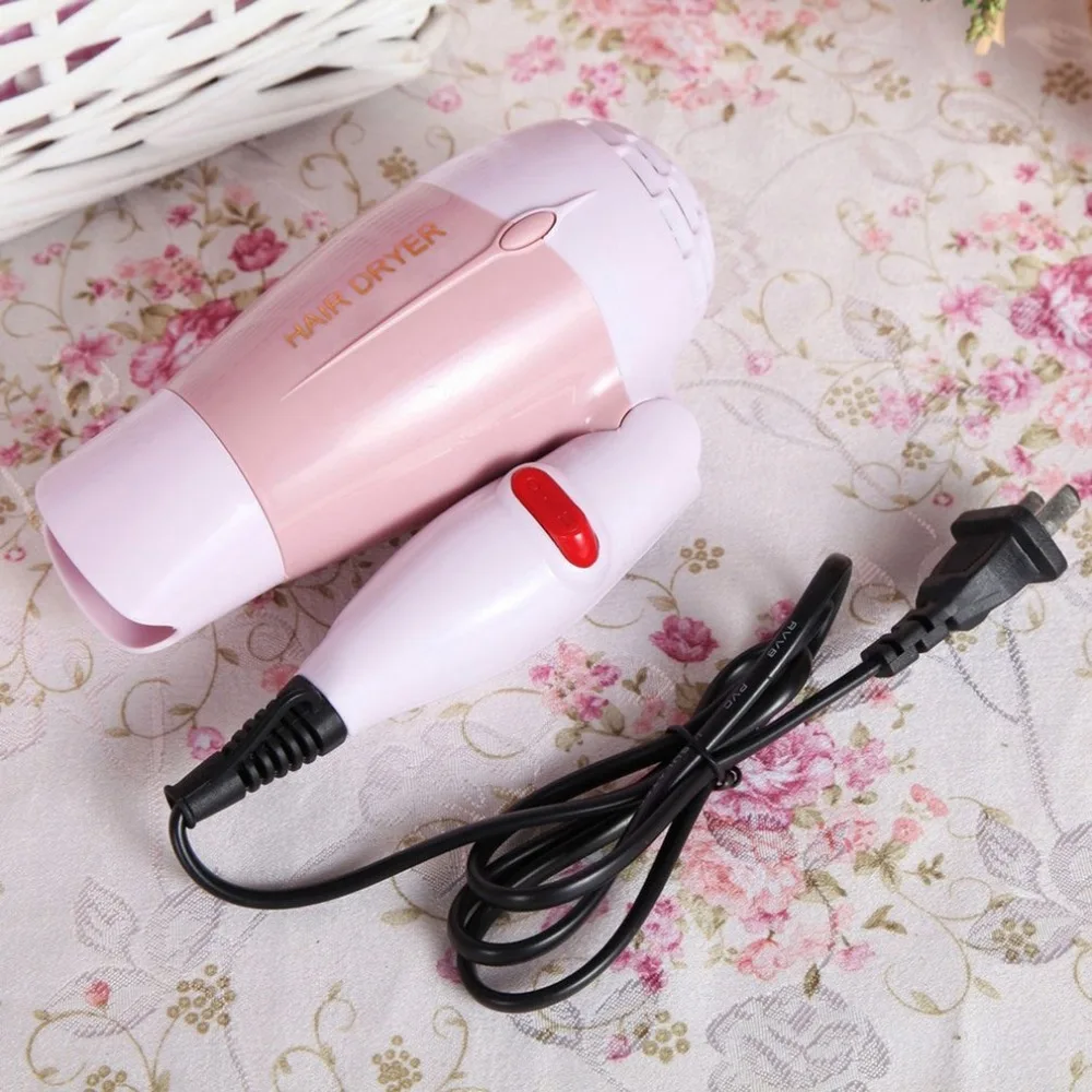 Mini Hair Dryer with Nozzle Adjustable Airflow Fast Drying Low Noise Portable Travel Household Hair Dryer US Plug