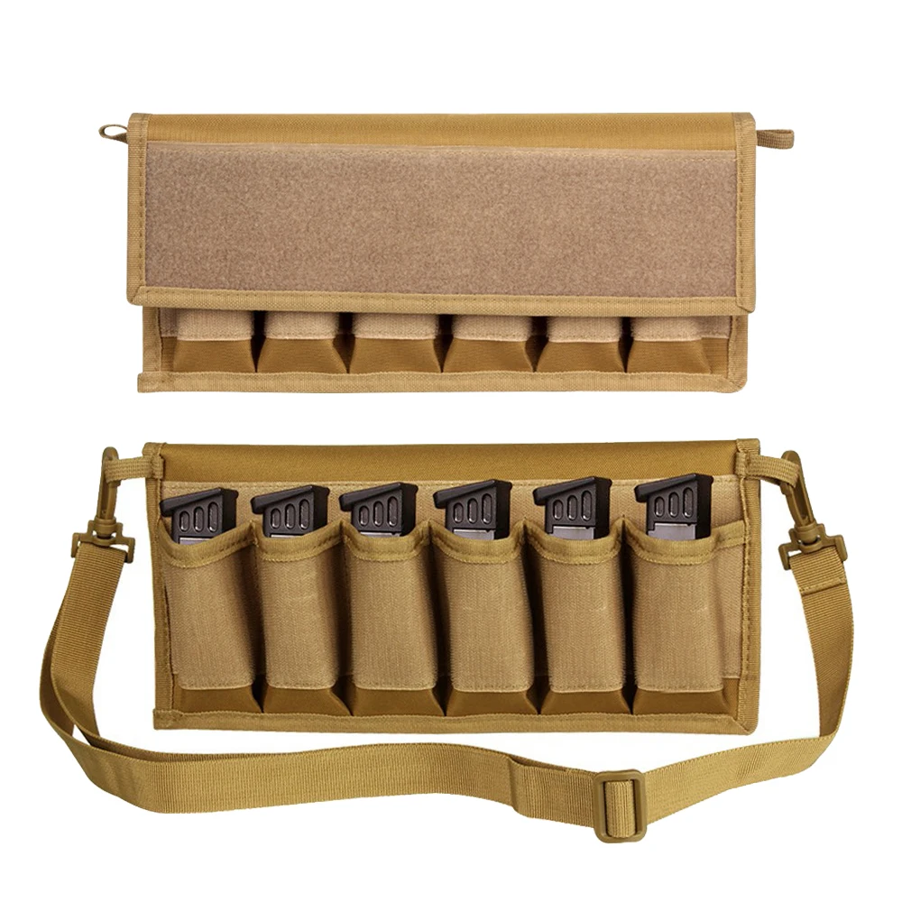 6SlotsTacticalPistolMagazineStoragePouchwithHookandLoopFastenerAirsoftPaintball9mm