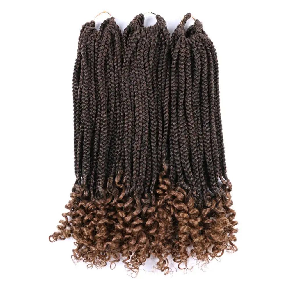 DAIRESS 18" Crochet Box Braids With Curly Ends 22Roots/Pack Goddess Crochet Box Braids Synthetic Braiding Hair Crochet Braids