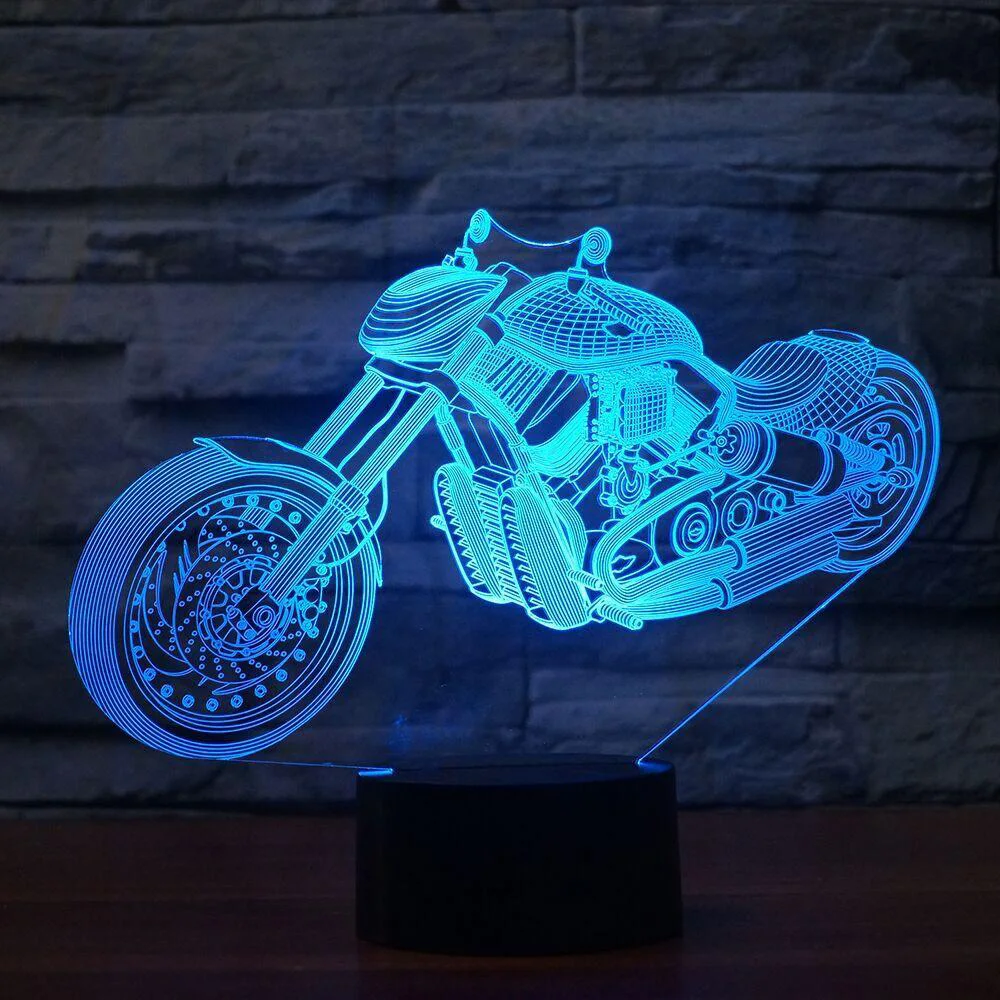 7 Colors Changeable 3D Форсаж 8 мотоциклетный светодиодный Ночной светильник, сменный цветной Настольный светильник, метакрилатная пластина, детский Ночной светильник, Lamparas - Испускаемый цвет: 7 Colors Changeable