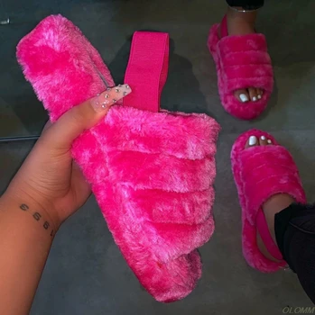 

new women spring plush slippers 2020 ms flat bottom antiskid indoor all-around comfortable sandals outdoor leisure Women's
