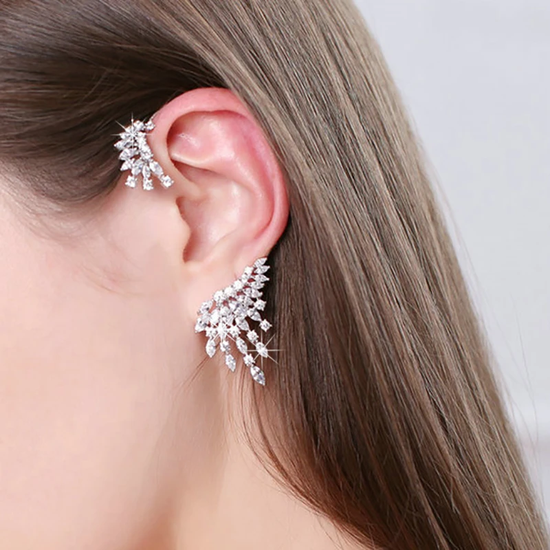 Lightweight and Fashionable Sports Cells Cubic Zirconia Clip Earrings Girly Charm Ears Trend Fashion Jewelry 2022 Kolczyki | Украшения и