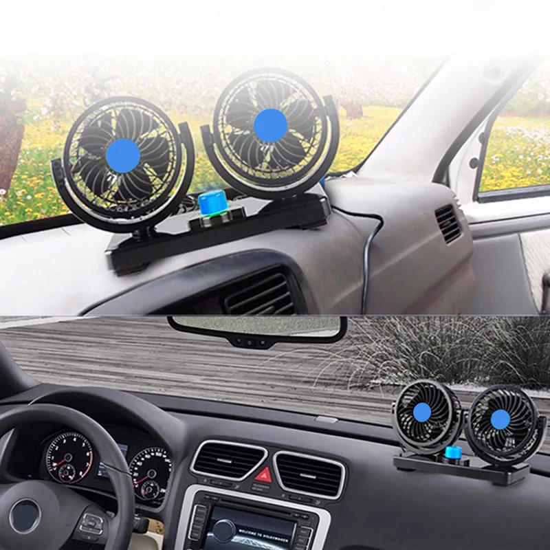 

Electric Car Fan Dual Head 12V Cooling Air 360 Rotatable Auto Fan for SUV RV Boat Car Golf Cart B99