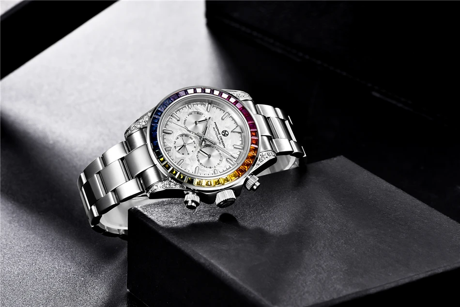 PAGRNE DESIGN Luxury Sapphire Glass Mechanical Watch Men's Sports Stainless Steel Automatic Waterproof Watch Reloj Hombre