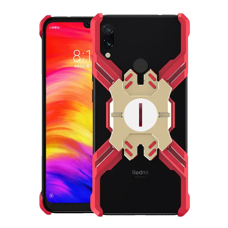 Металлический корпус мобильного телефона герой Marvel чехол для Xiaomi Redmi note7 металлический свободное закаленное стекло задняя крышка Coque Fundas - Цвет: Red and Gold