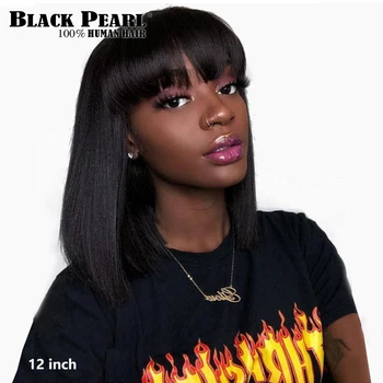 

Black Pearl Mix Color Short Cut Straight Hair Wig Peruvian Remy Human Hair Wigs For Black Women Brown Ombre Red Blue Bob Wig